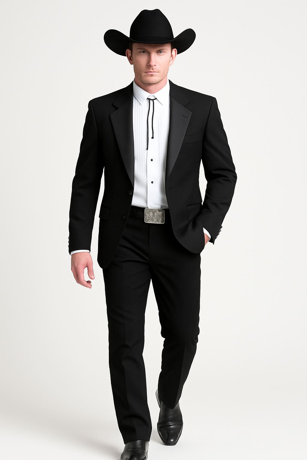 Mens Western Cowboy Tail Tuxedo in Black