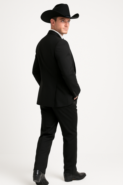 Mens Western Cowboy Tail Tuxedo in Black