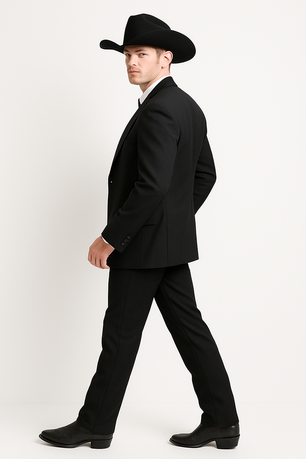 Mens Western Cowboy Tail Tuxedo in Black