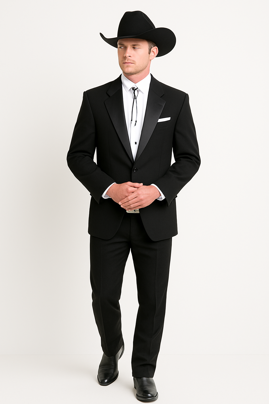 Mens Western Cowboy Tail Tuxedo in Black