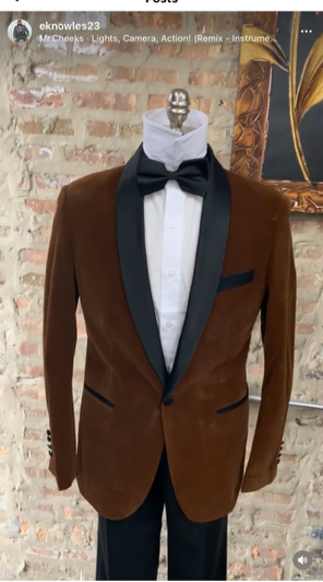 Mens Brown Velvet Tuxedo with Black Satin Shawl Lapel  One Button Formal Suit Jacket