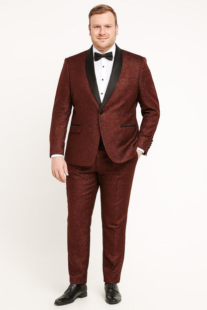 Mens Burgundy Shiny Stripe Tuxedo Jacket  Slim Fit Satin Lapel Dinner Blazer for Formal Events