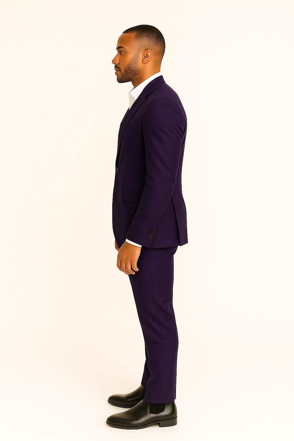 Mens Classic Three-Piece Purple Suit  Formal Slim Fit Tuxedo Set with Vest
