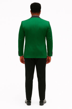 Mens Emerald Green Satin Tuxedo with Black Peak Lapel and Bow Tie  Formal Slim Fit Suit