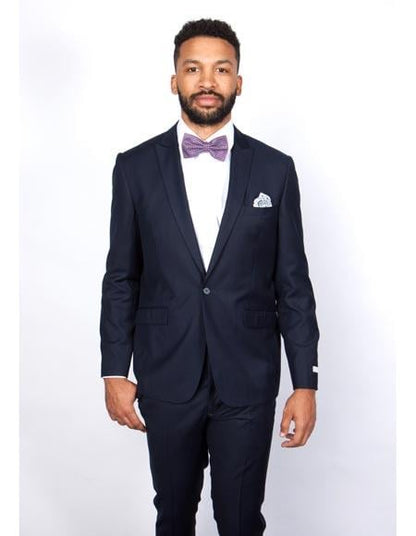 Rossiman Rossi Navy Blue Slim Fit Suit ?? Peak Lapel Tailored Formalwear for Men