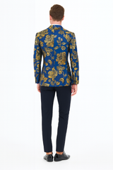 mens-navy-blue-and-gold-floral-tuxedo-jacket-luxury-slim-fit-blazer-with-gold-pattern-paisley-pattern-matching-bowtie
