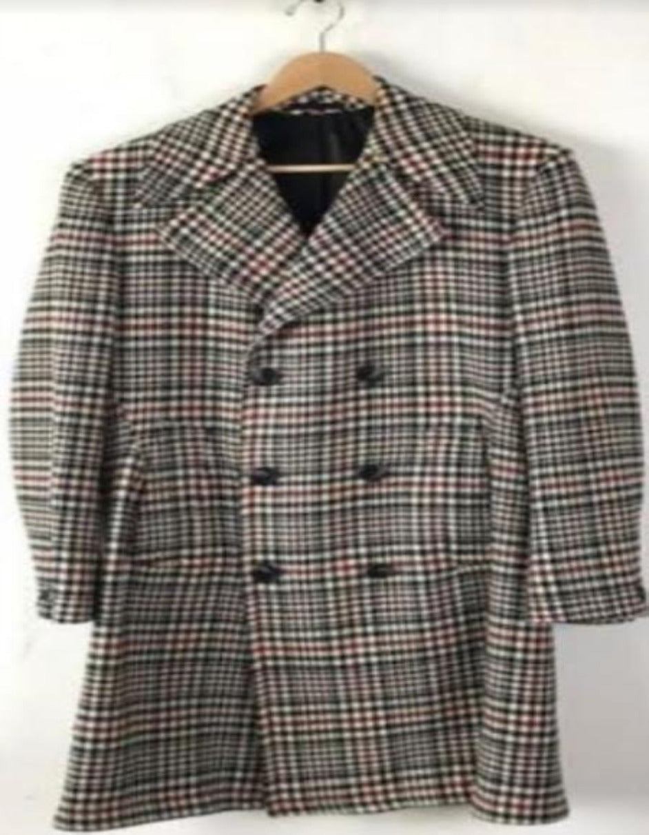 Mens plaid peacoat online