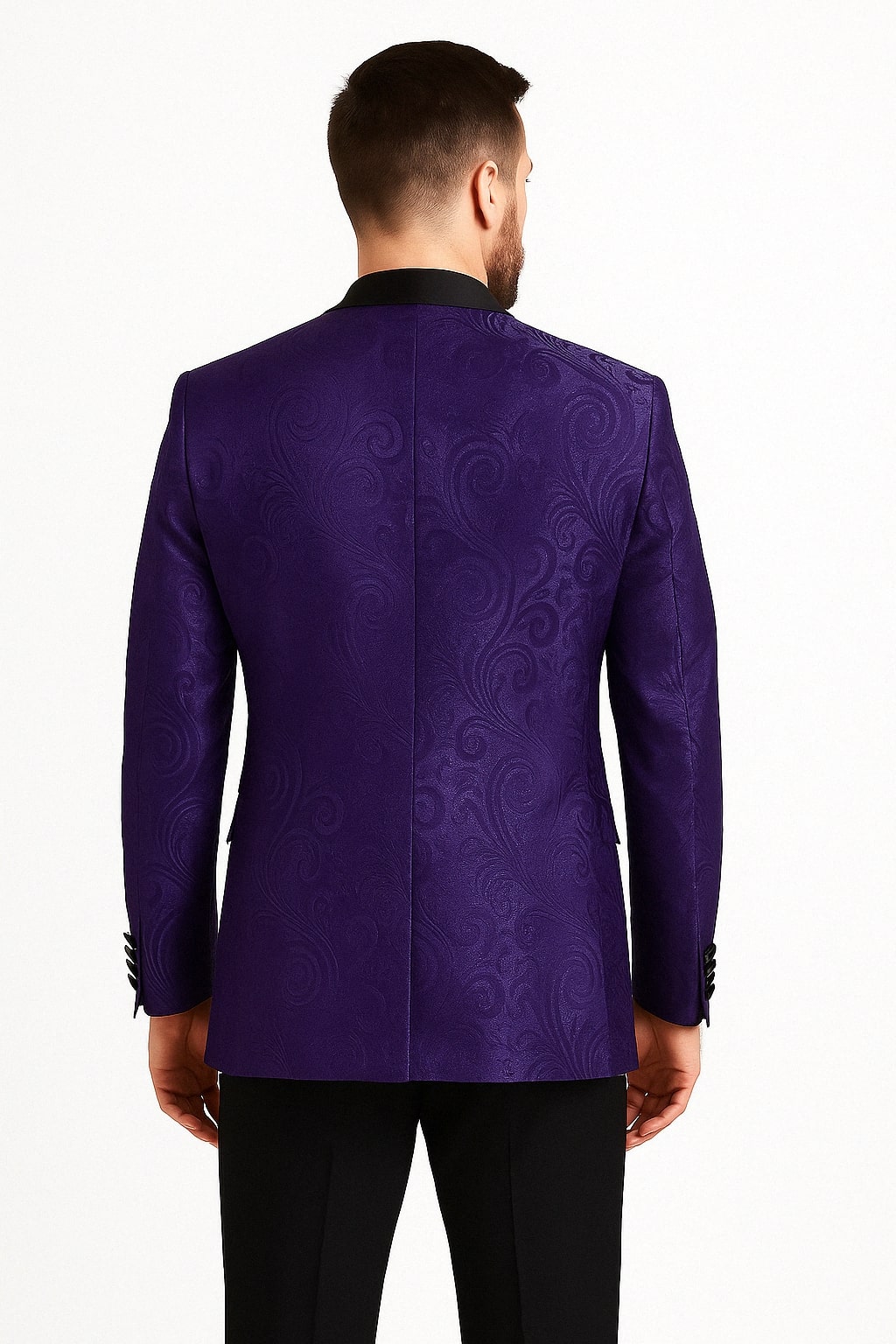 Mens Purple Paisley Pattern Blazer Jacket  Satin Finish