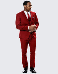 Red Skinny Fit Suit Three Piece Set Notch Label - Separates - Wedding - Prom