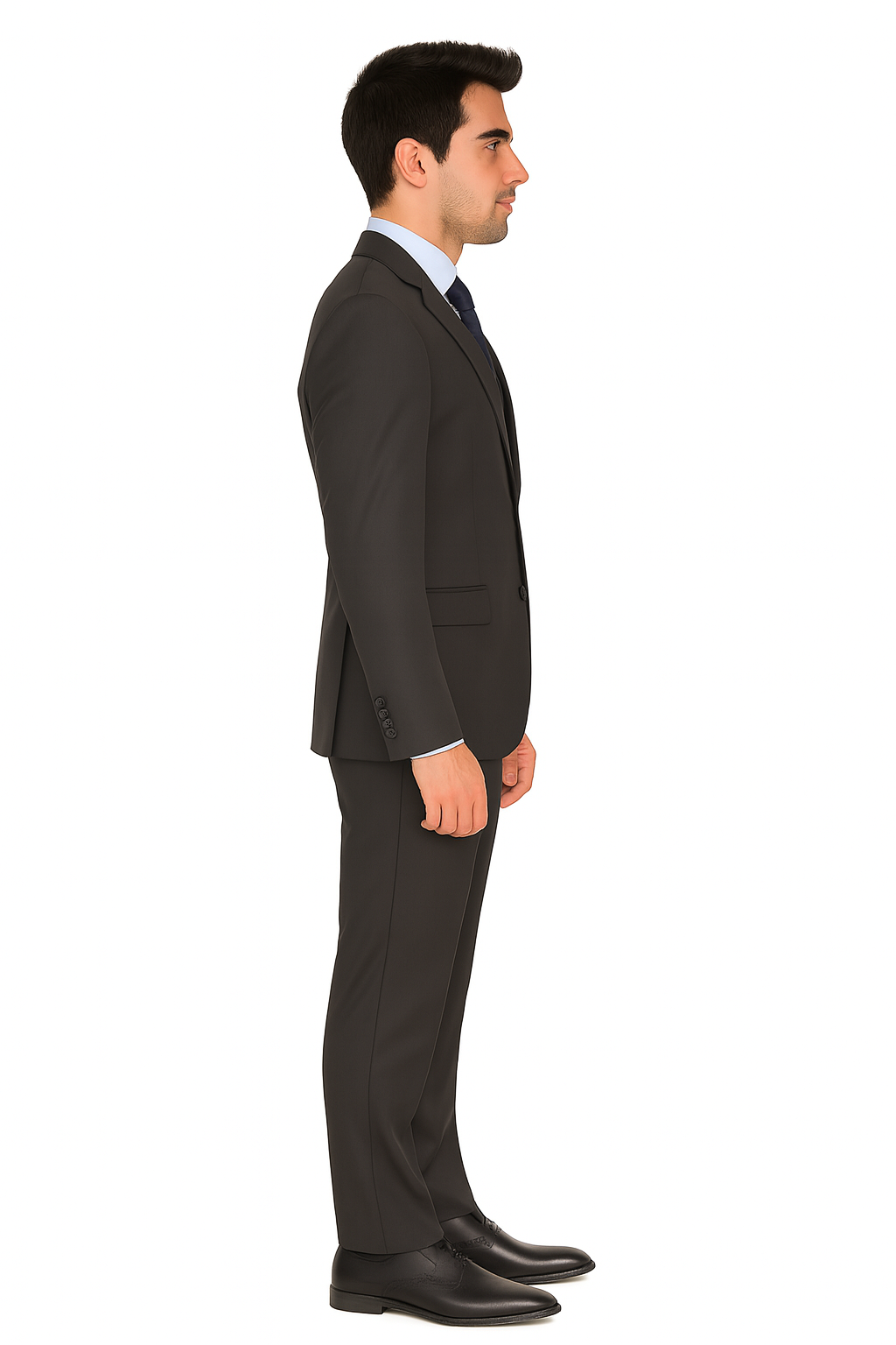 Pleated Suit - Mens Suits With Pleated Pant -  Regular Fit Charcoal Grey Suit