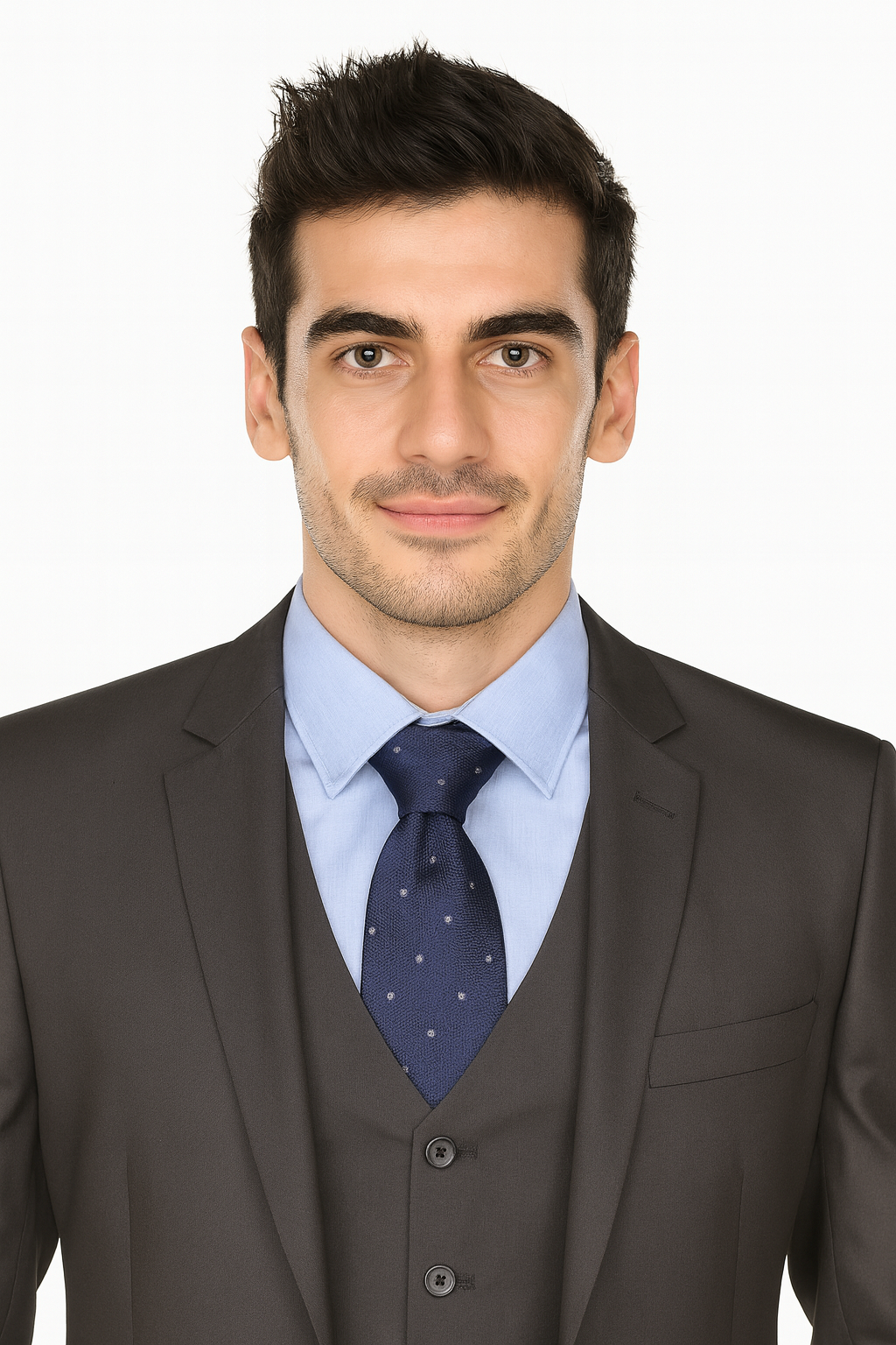 Pleated Suit - Mens Suits With Pleated Pant -  Regular Fit Charcoal Grey Suit