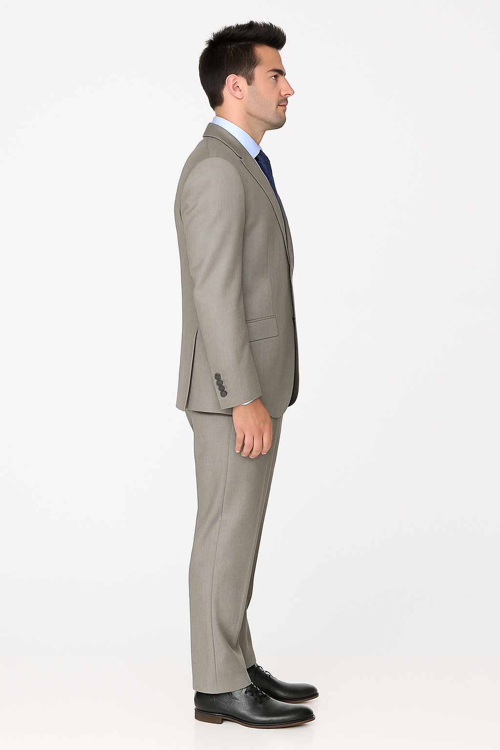 Pleated Suit - Mens Suits With Pleated Pant -  Regular Fit Light Grey Suit