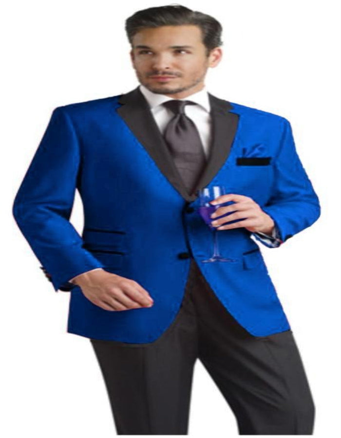 Two Toned Royal Light Blue Two Buttons Velvet or Dress Suit for Men Fabric (Your Choice) Tuxedo Suit Or Dinner Jacket Black Lapeled