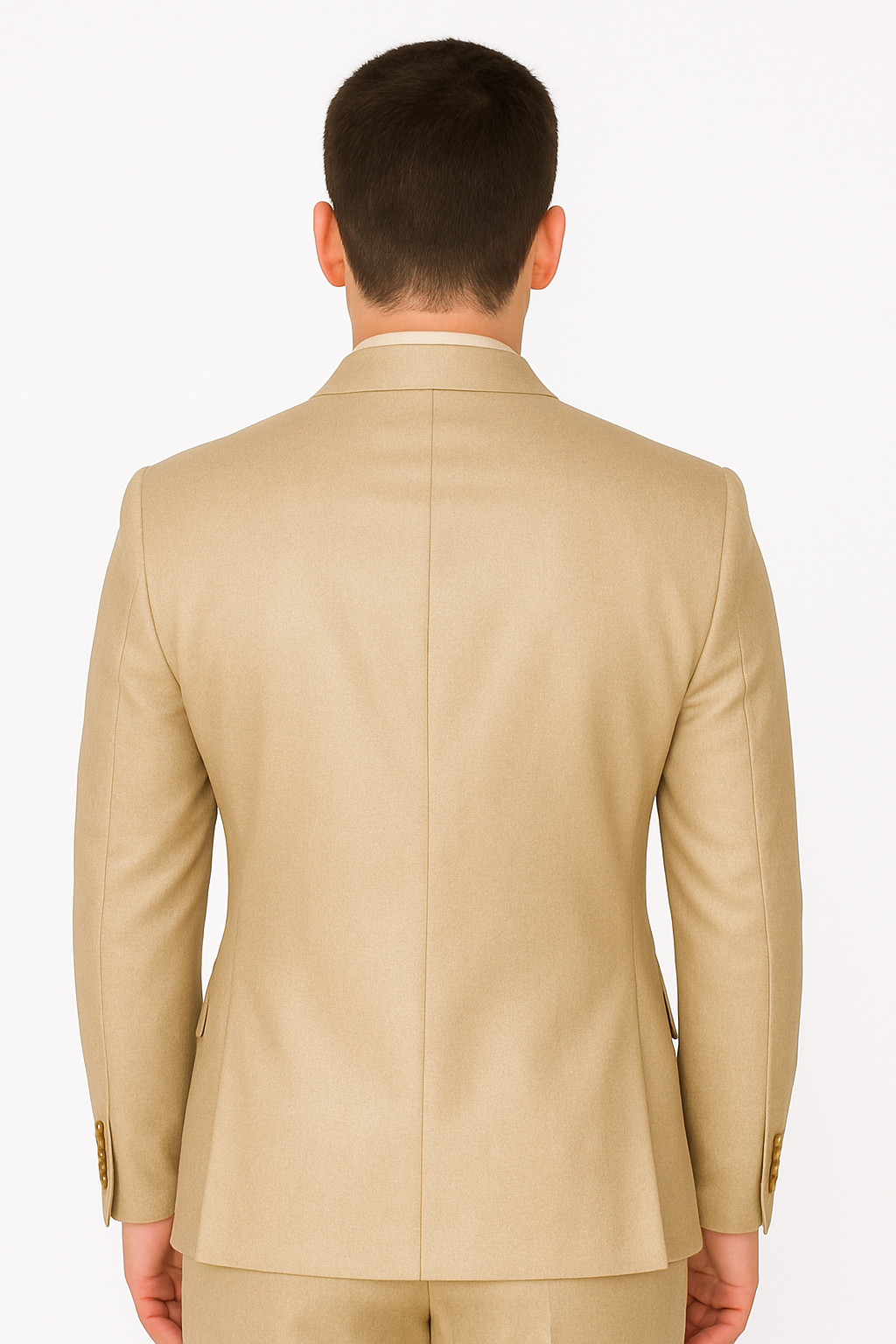 Mens Three Piece Suit - Vested Suit Mens fabric Satin Lined Metallic looking Vested 3 Piece Beige Suit