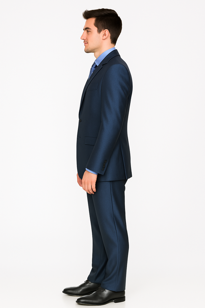 Mens Three Piece Suit - Vested Suit Mens Shiny Shark 2 Side Vented Vested 3 Piece Blue Suit