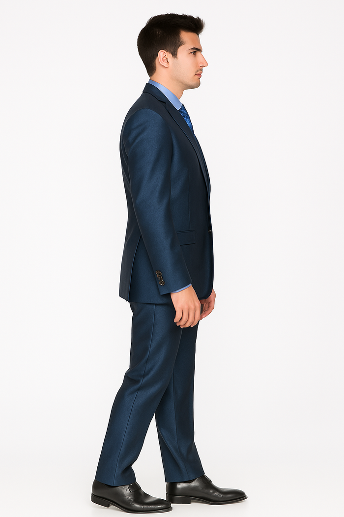 Mens Three Piece Suit - Vested Suit Mens Shiny Shark 2 Side Vented Vested 3 Piece Blue Suit