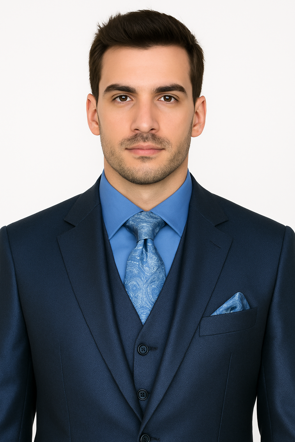 Mens Three Piece Suit - Vested Suit Mens Shiny Shark 2 Side Vented Vested 3 Piece Blue Suit