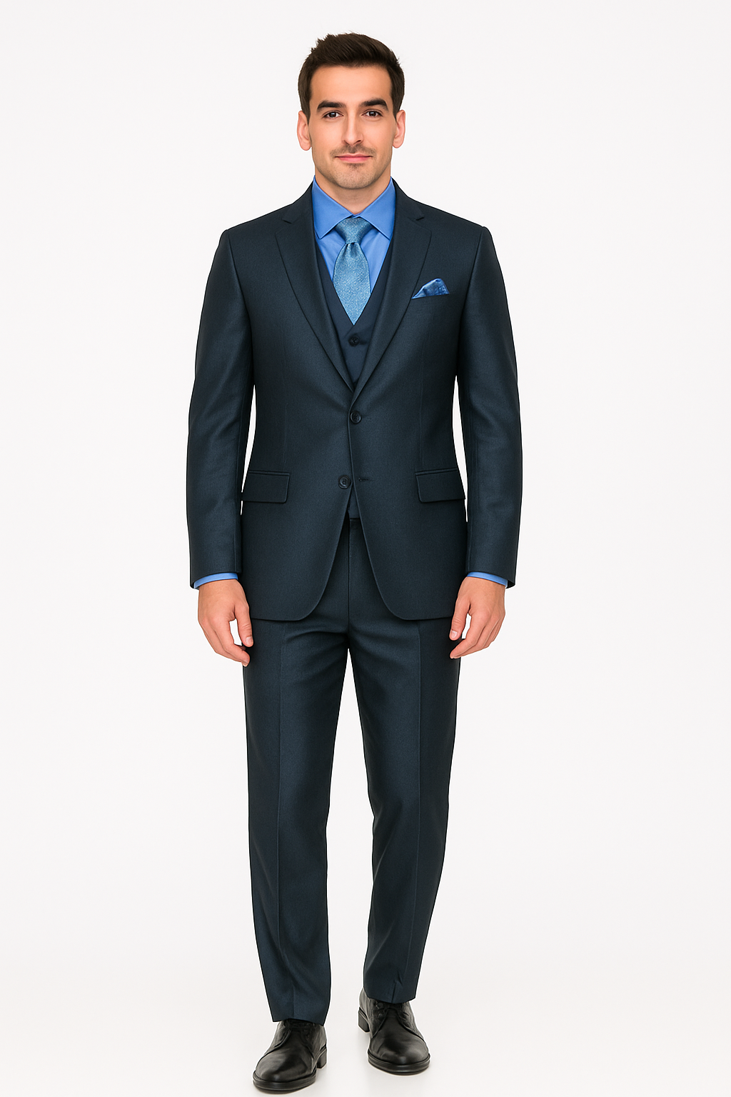 Mens Three Piece Suit - Vested Suit Mens Shiny Shark 2 Side Vented Vested 3 Piece Blue Suit