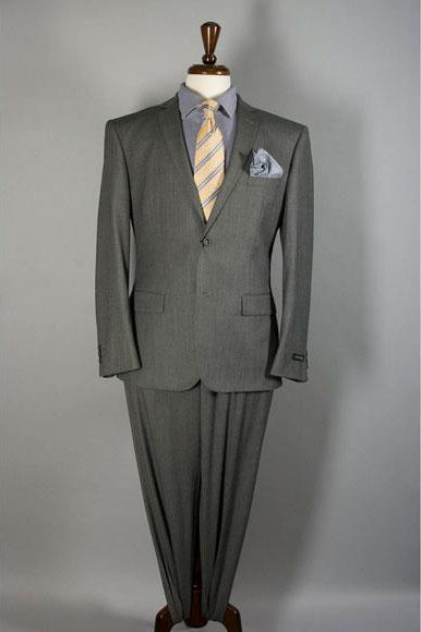 Men's Slim Fit 2 Buttons Gray Suit  Free Shirt & Tie