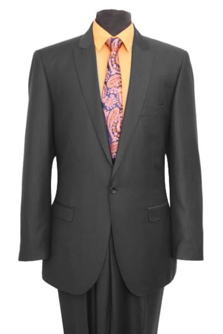Slim Fit Suit Men'S 1 One Button Suit Flat Front Pants ?? Dark Gray Men'S Slim Fit Suits