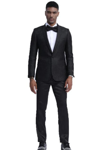 Men's Slim Fit Prom Outfit  Wedding Tuxedo Suit Black