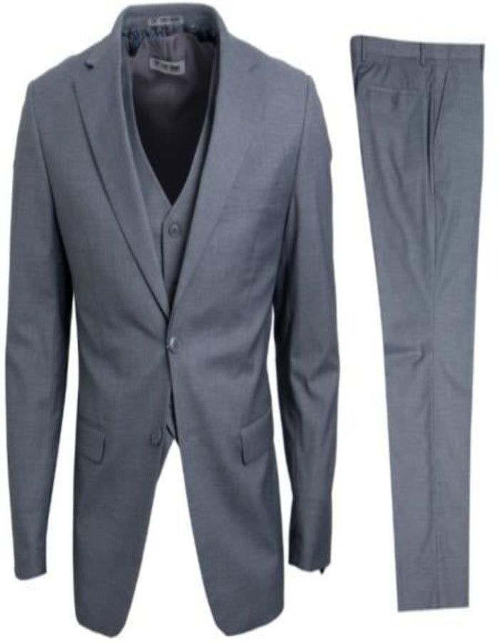 Mens Stacy Adams Suit - Designer Suit - 3 Piece Suit - Vested Suit - Flat Front Pant-Modern Fit Suits Medium Grey Suit