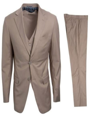 Mens Stacy Adams Suit - Designer Suit - 3 Piece Suit - Vested Suit - Flat Front Pant- Modern Fit Suits Tan Suit