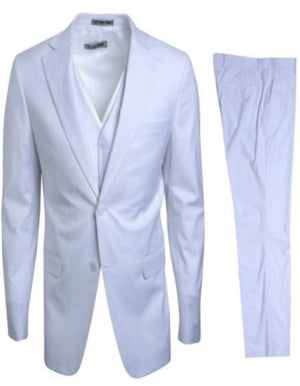 Mens Stacy Adams Suit - Designer Suit - 3 Piece Suit - Vested Suit - Flat Front Pant- Modern Fit Suits White Suit
