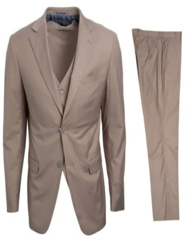 Mens Stacy Adams Suits - Designer Suit - 3 Piece Suit - Vested Suit - Flat Front Pant- Modern Fit Tan Suit