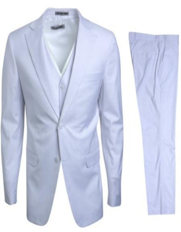 Mens Stacy Adams Suits - Designer Suit - 3 Piece Suit - Vested Suit - Flat Front Pant- Modern Fit  White Suit