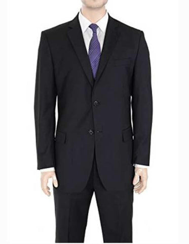 Authentic Braveman Men's Two Buttons Regular Fit Black Solid Suit With Flat Front Pant