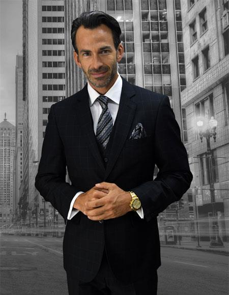 Men's Statement Confidence Plaid 2 Button Cut Suits