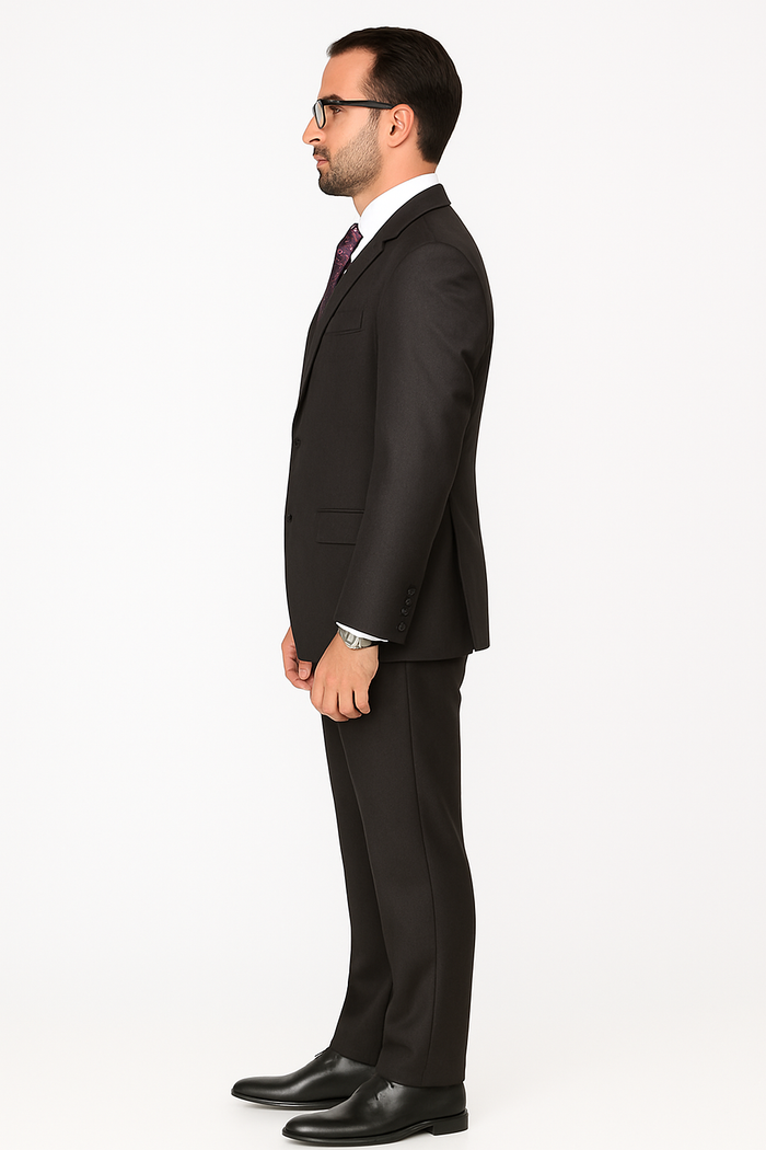 Mens Three Piece Suit - Vested Suit 2 Button Solid Color Heather Charcoal Men'S Suit