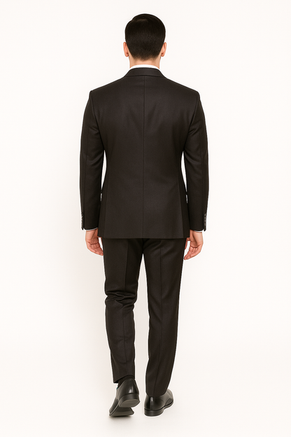 Mens Three Piece Suit - Vested Suit 2 Button Solid Color Heather Charcoal Men'S Suit