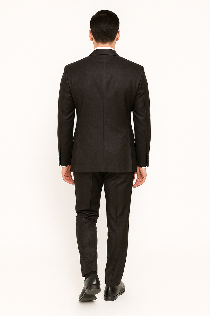 Mens Three Piece Suit - Vested Suit 2 Button Solid Color Heather Charcoal Men'S Suit