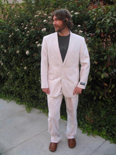 Men's Seersucker Sear sucker suit By 2 Buttons 2 Vents, Slim Fit No Pleat Trousers Pink