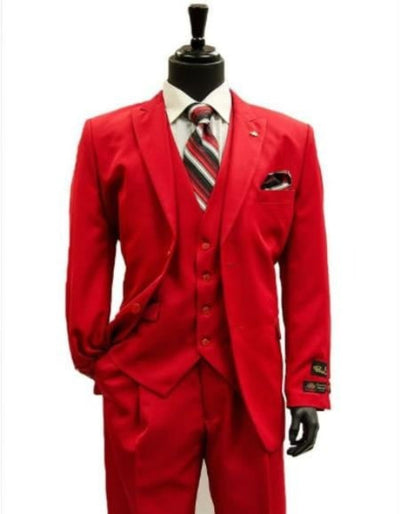 Mens All Season Suit Brand 3 Piece Vests Designer Classic Dress 2 Button Trendy Red Suit