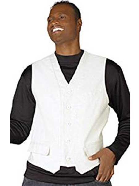 Men's White 5 Buttons V-Neck Fashion Dress Tuxedos Wedding Vest ~ Waistcoat ~ Waist coat