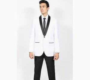 Men's White Black Shawl Collar Slim Fit Kids Sizes 2 Piece Perfect for toddler Suit wedding  attire outfits Fashion Tuxedo For Men