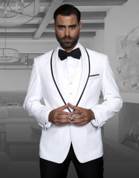 Men'S Fashion Tux By Statement Suits Clothing Confidence Genova White