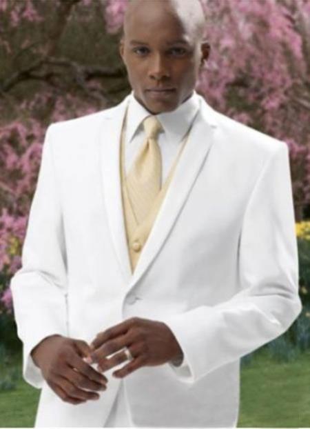 2 Button Style White Tuxedo Suit  Tux Shirt & Bow Tie With Any Color Optional Color Ve