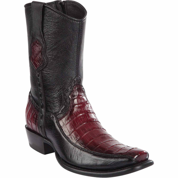 Men's Wild West Caiman Belly with Deer Dubai Toe Short BootS 279BF82