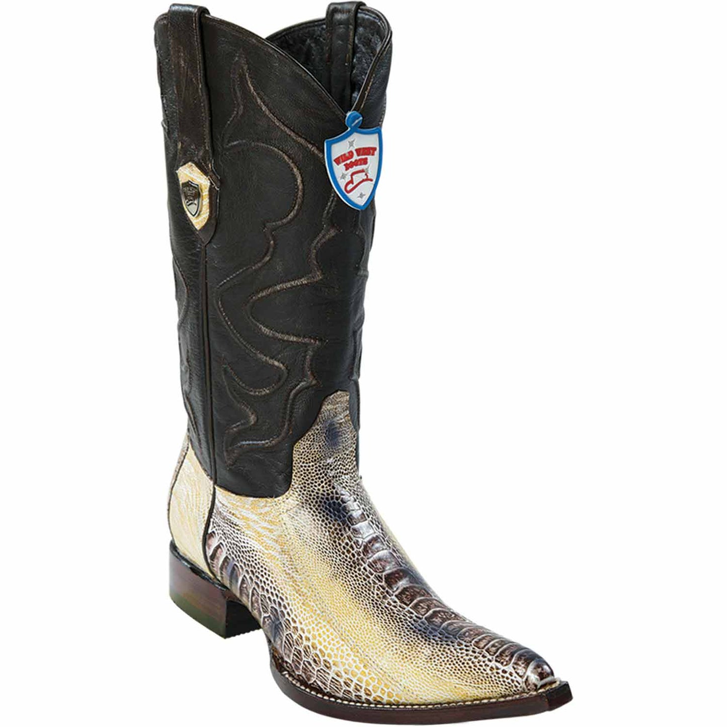 Men's Wild West Ostrich Leg Skin 3X Toe Boots 29505-B