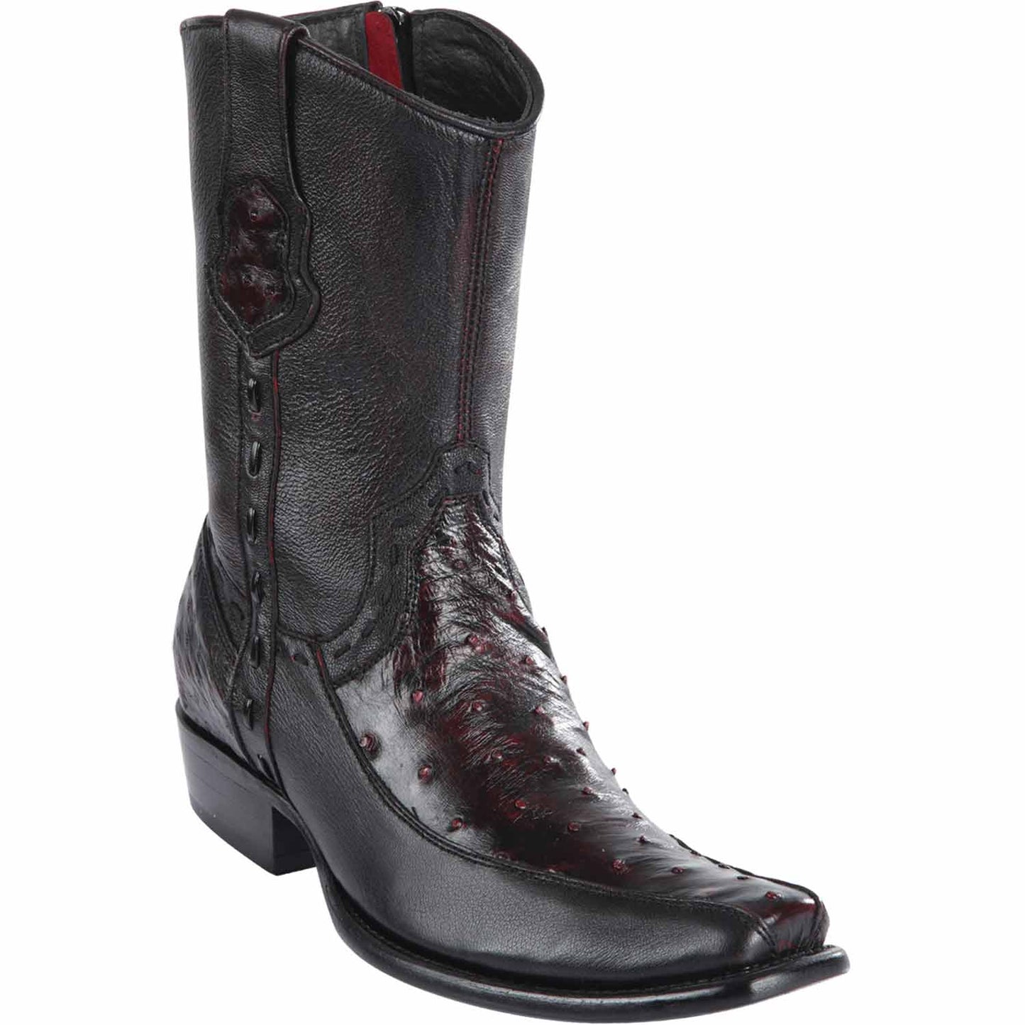 Men's Wild West Ostrich with Deer Dubai Toe Short Boots 279BF03