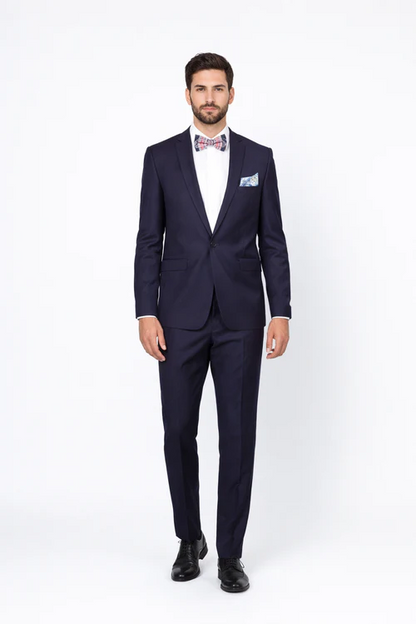 Men's Navy Blue Pinstripe Pattern 1 Button Suit