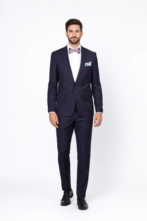 Men's Navy Blue Pinstripe Pattern 1 Button Suit