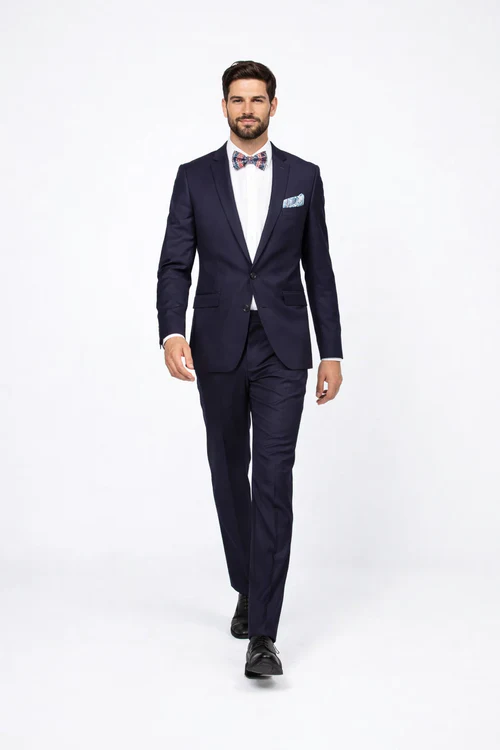 Men's Navy Blue Pinstripe Pattern 1 Button Suit