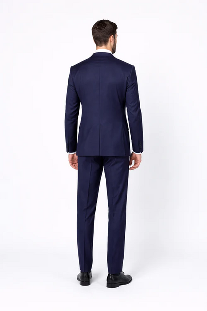 Men's Navy Blue Pinstripe Pattern 1 Button Suit