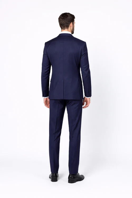 Men's Navy Blue Pinstripe Pattern 1 Button Suit
