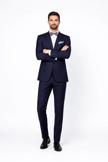 Men's Navy Blue Pinstripe Pattern 1 Button Suit